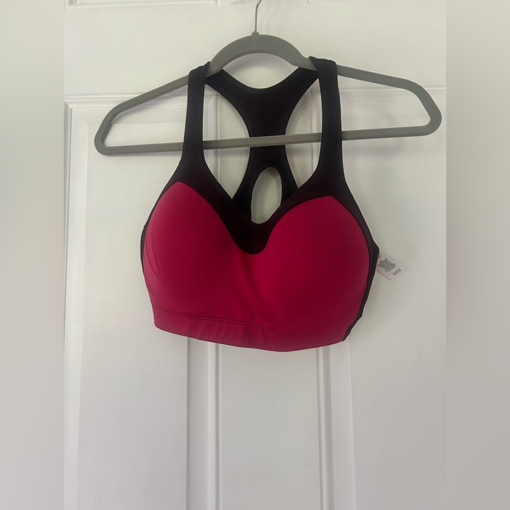 Women's Pink and Black Sports Bra